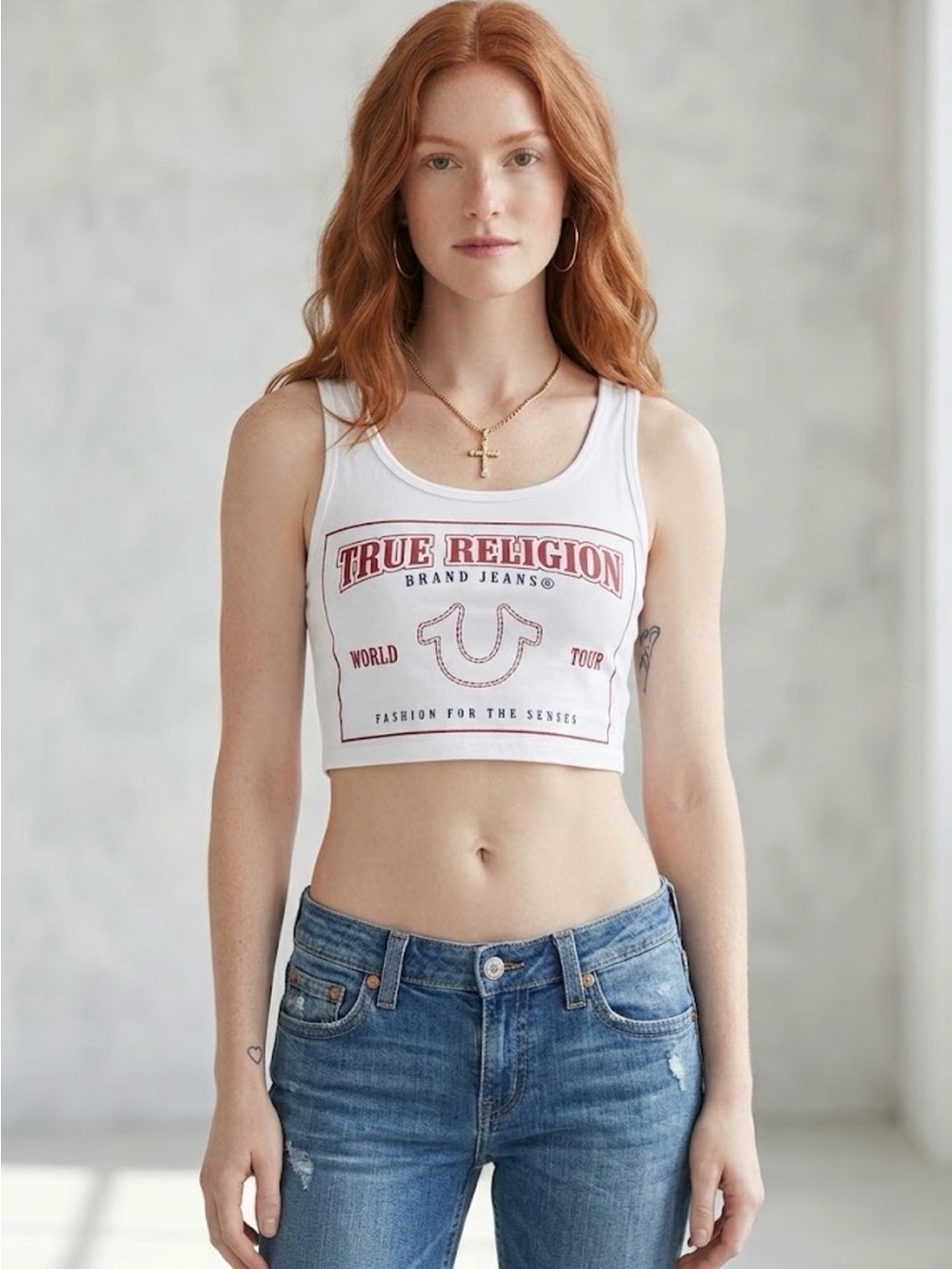 True Religion Fashion for the Senses Graphic Crop Top NWT